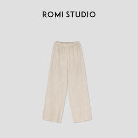 ROMI STUDIO “法式态度” 亚麻棉混纺麻结肌理直筒休闲裤24SSK1023