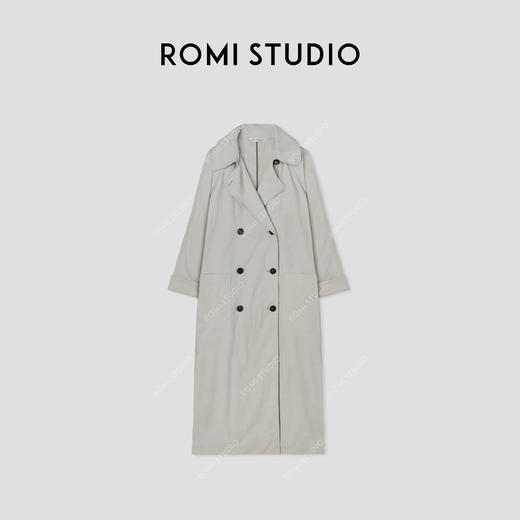 ROMI STUDIO“如此简约”轻量化纸皱感牛角扣宽松风衣外套 24AWW001 商品图4