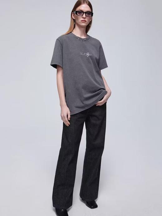 Simple Project/Y24112/Rhinestone T-shirt烟灰洗褪烫钻logoT恤 商品图3