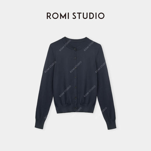 ROMI STUDIO“法式衣橱"16针单边冚毛织混纺透气圆领开衫 24SSM403 商品图1