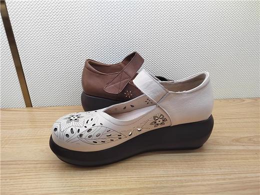 豪行夏季新款23292951真皮休闲中跟复古女鞋凉鞋皮鞋 商品图3