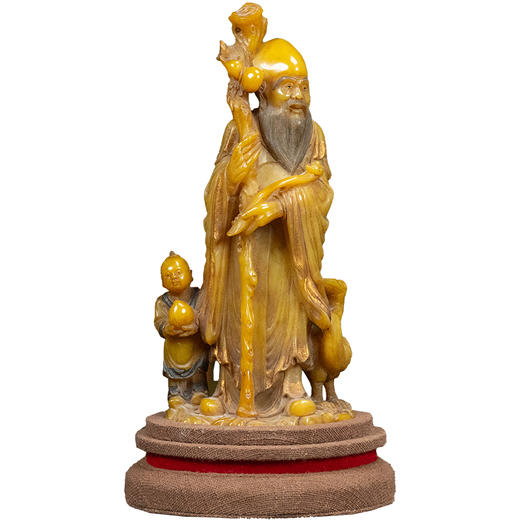 清 寿山石雕童子献寿摆件 商品图5