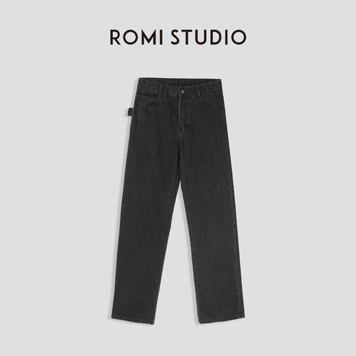 ROMI STUDIO“复古百搭”早秋100%棉休闲高腰直筒耳朵牛仔裤N3941 商品图4