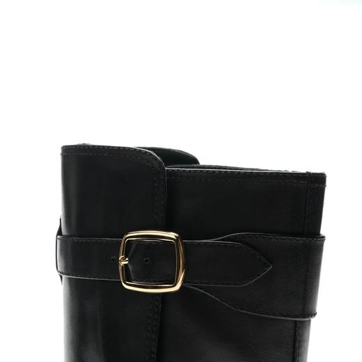 ROMI STUDIO“复古英伦”进口牛皮粗跟尖头绑带金属扣筒靴 23AWS073 商品图3