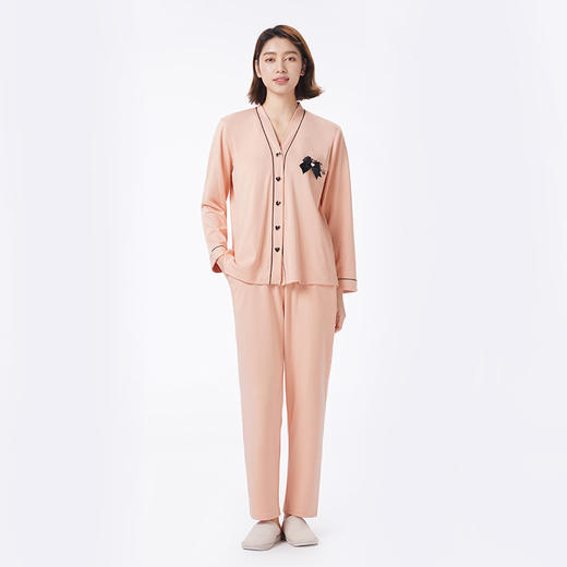 都市丽人睡衣好睡好眠长袖家居服RC50/50双面薄女士棉质套装LHT1M5 商品图1