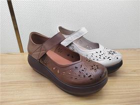 豪行夏季新款23292951真皮休闲中跟复古女鞋凉鞋皮鞋