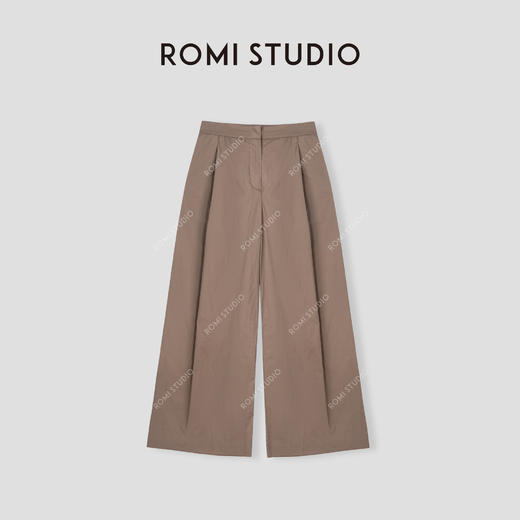 ROMI STUDIO "自由力量" 100%高支棉纸感轻薄直筒休闲裤24SSK701 商品图0