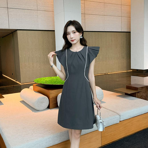 [奢姿轻奢系列]链条拼接连衣裙大码女装夏季新款胖妹妹圆领裙子8942890124 商品图2