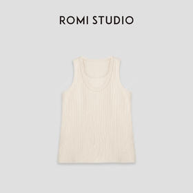 ROMI STUDIO“率性基础"粗坑条螺纹圆领弹力针织吊带背心23AWT1260