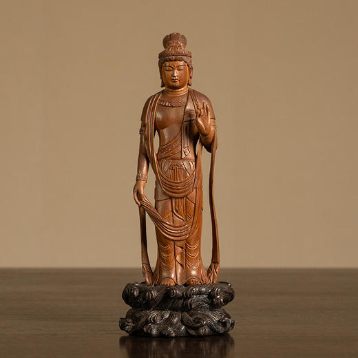 二十世纪 檀香木雕菩萨像（红木座） 商品图0