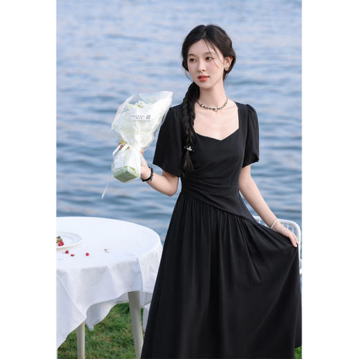 鹿向南 小个子「松露小黑裙」法式时尚连衣裙女夏季新款收腰气质裙子 商品图3
