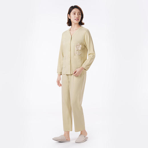 都市丽人睡衣好睡好眠长袖家居服26支CVC单面薄女士棉质套装LHT1K9 商品图2