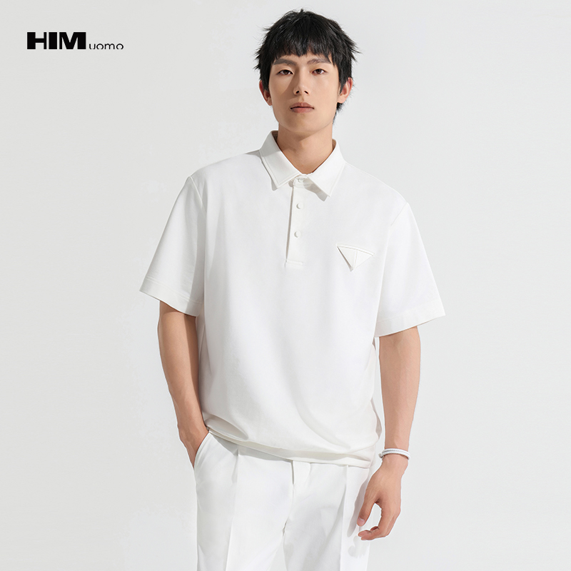 HIM漢崇  都市通勤短袖反领T恤男商务休闲舒适百搭上衣 2026夏季
