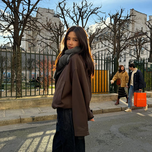 ROMI STUDIO“法式优雅”30羊毛混纺直筒束腰夹克外套23AWW1189 商品图3