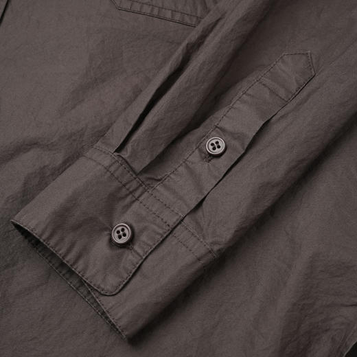 ROMI STUDIO“经典复古”100%棉圆下摆洗水乌木色长袖衬衣24SST045 商品图3