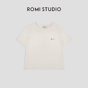 ROMI STUDIO"简约率性"100%棉珍珠白百搭休闲字母短袖T恤T3143