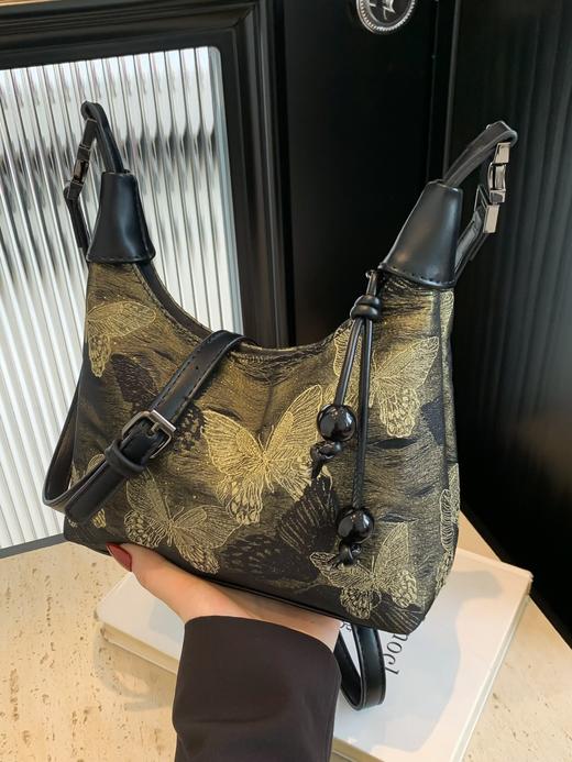 【新中式鎏金蝴蝶手提包】南风手提锁扣国风饺子包 复古单肩斜挎包 七夕情人节礼物 商品图3