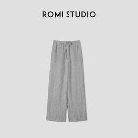 ROMI STUDIO“卢浮宫的黄昏”100%亚麻麻结肌理轻薄休闲裤24SSK1166