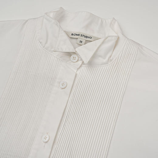 ROMI STUDIO“法式优雅”100%棉简约休闲独特压褶小翻领衬衣T3188 商品图1