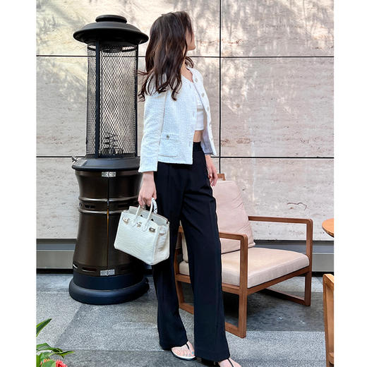 ROMI STUDIO绝了视觉瘦瘦裤  百搭显瘦显高松紧腰黑色拖地裤K3072 商品图2