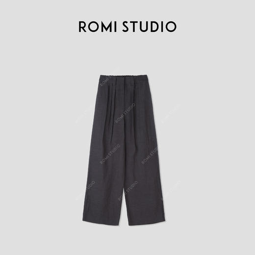 ROMI STUDIO“自然惬意”亚麻混纺洗水肌理感直筒休闲裤24SSK1055 商品图0