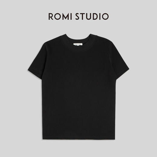 ROMI STUDIO【经典口碑春夏简约正肩短袖百搭休闲纯色圆领t恤T2727 商品图0