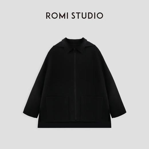 ROMI STUDIO“棕标系列”100澳洲绵羊毛连帽双面呢大衣外套23AWW344 商品图0