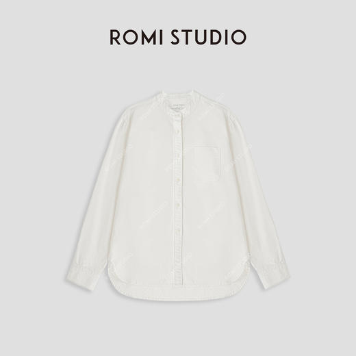 ROMI STUDIO”法式优雅“100%棉宽松休闲立领长袖衬衣 24SST249 商品图3