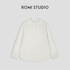 ROMI STUDIO “中式美学” 100%长绒棉磨毛A字宽松立领衬衣24SST138