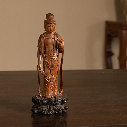 二十世纪 檀香木雕菩萨像（红木座） 商品图4