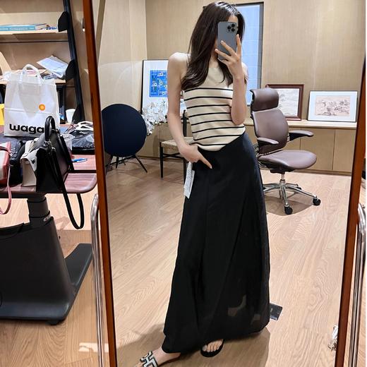 ROMI STUDIO“内外兼备”工字圆领修身条纹复古杏吊带背心M3776 商品图0