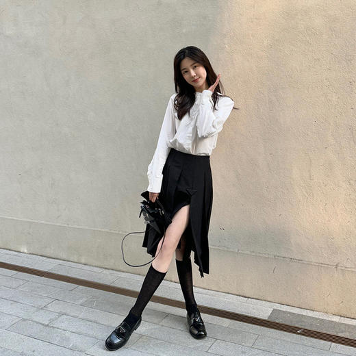 ROMI STUDIO【高定系列】百搭经典休闲气质简约圆领纯色衬衫 T3219 商品图2