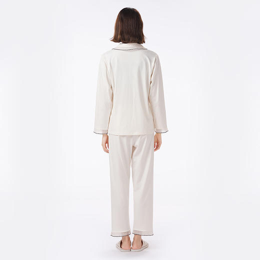 都市丽人睡衣好睡好眠长袖家居服单面无尘棉薄女士棉质套装LHT1L1 商品图3