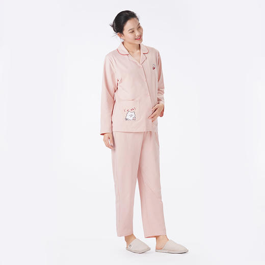 都市丽人睡衣快乐妈咪长袖家居服26支纯棉单面薄女士棉质套装LHT1S1 商品图3