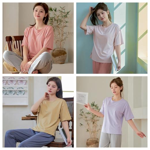 【笼包】【两套减10元】蓦昵情侣短袖套头兰精莫代尔棉夏季睡衣，简约男女士家居服套装可外穿，女士带胸垫，面料巨舒服，不易变形、不易起球、还带弹力 商品图0