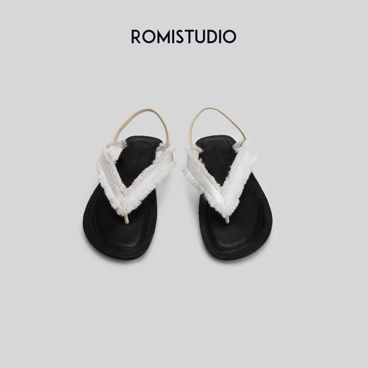 ROMI STUDIO"清凉仲夏"复古休闲平底人字夹趾白色罗马凉鞋S8042 商品图1