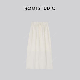 ROMI STUDIO“静雅绅士”16针单边棉麻混纺肤感抽绳A字半裙24SSM896(现货)