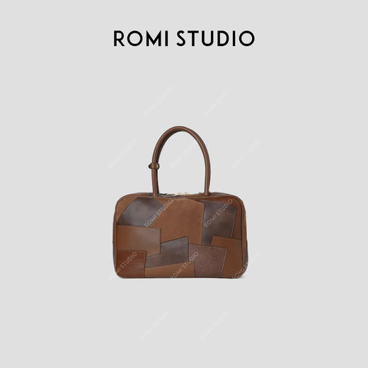 ROMI STUDIO “复古街头” 头层牛皮拼接复古大容量公文包 24SSB261 商品图0