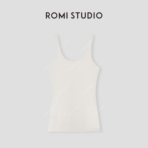 ROMI STUDIO “法式浪漫“ 高支棉修身U领细肩带无Bra背心 24SST619 商品图2