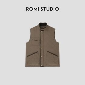 ROMI STUDIO“纽约美式”经典菱格立领衔缝棉马甲外套 23AWW893