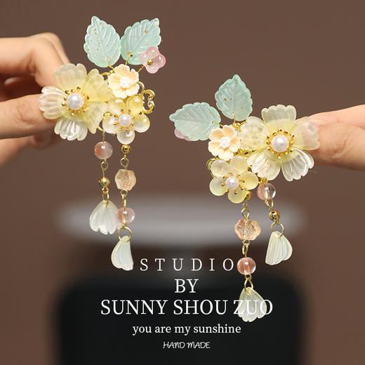 【爆火26款！】公主儿童古风发饰流苏国风复古宝宝发夹中国风汉服古装飘带对夹 商品图9