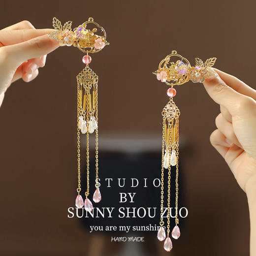 【爆火26款！】公主儿童古风发饰流苏国风复古宝宝发夹中国风汉服古装飘带对夹 商品图14