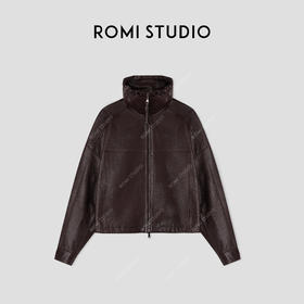 ROMI STUDIO“棕标甄选”土耳其植鞣荔枝纹山羊皮短款皮衣 24AWW016