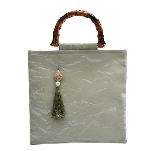 【新中式大容量竹节手提包】国风串珠刺绣波纹国风汉服南风淡雅方包 商品图8