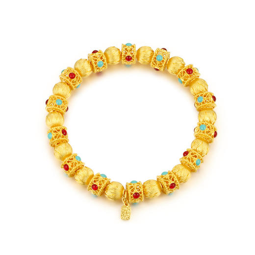 锦绣系列足金手链 花丝金珠手串黄金手链女士礼物【按克计价黄金2】MEMORA诗普琳GB280701 商品图0