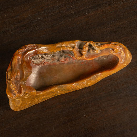 清 寿山石雕螭龙灵芝洗 商品图3