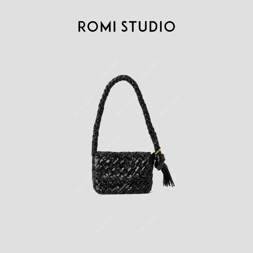 ROMI STUDIO“法式优雅”牛皮手工编织单肩斜跨手提包424T4006 商品图0