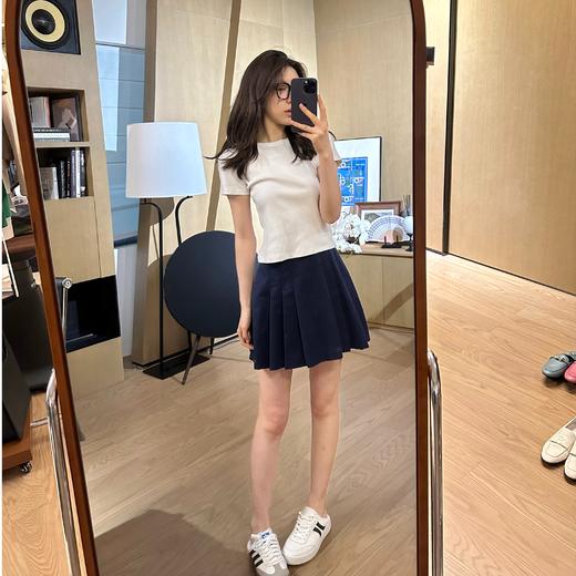 ROMI STUDIO”清透仲夏“复古高腰百搭条纹织带刺绣百褶半裙Q3634(现货) 商品图0