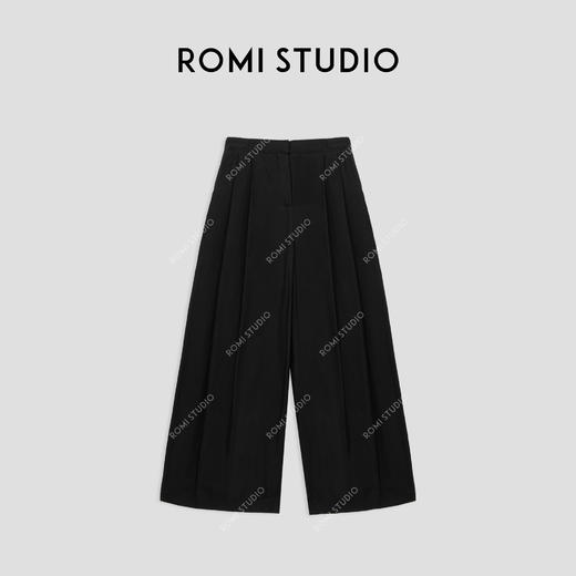 ROMI STUDIO“禅意侘寂”高腰百搭直筒轻盈黑色阔腿裤23AWK1093 商品图0