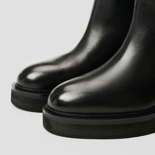 ROMI STUDIO“经典升级”头层牛皮斜口不过膝粗跟长筒靴23AWS054 商品图1